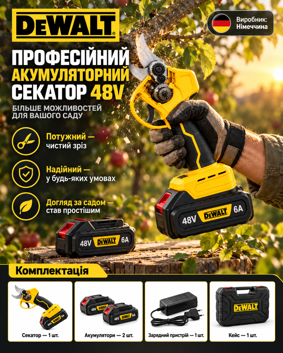 Акумуляторний секатор DeWALT